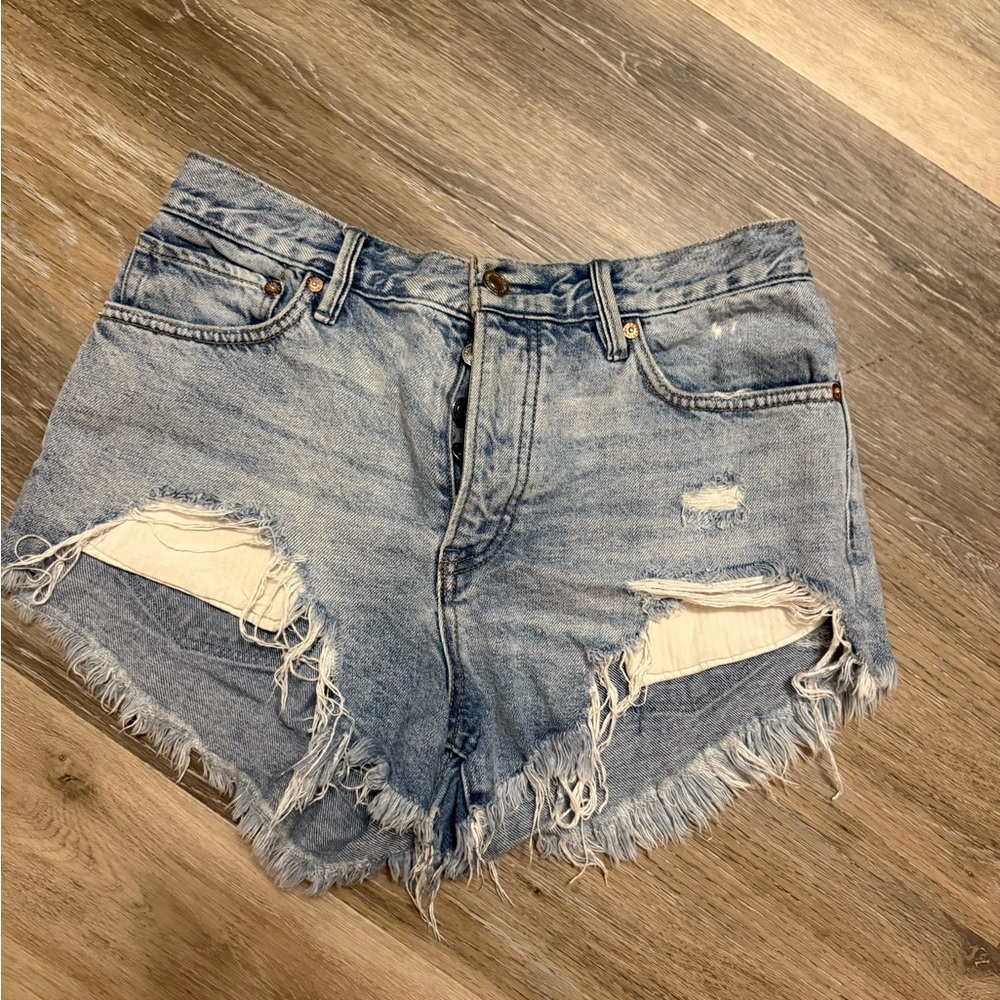 Free People Distressed Denim Shorts